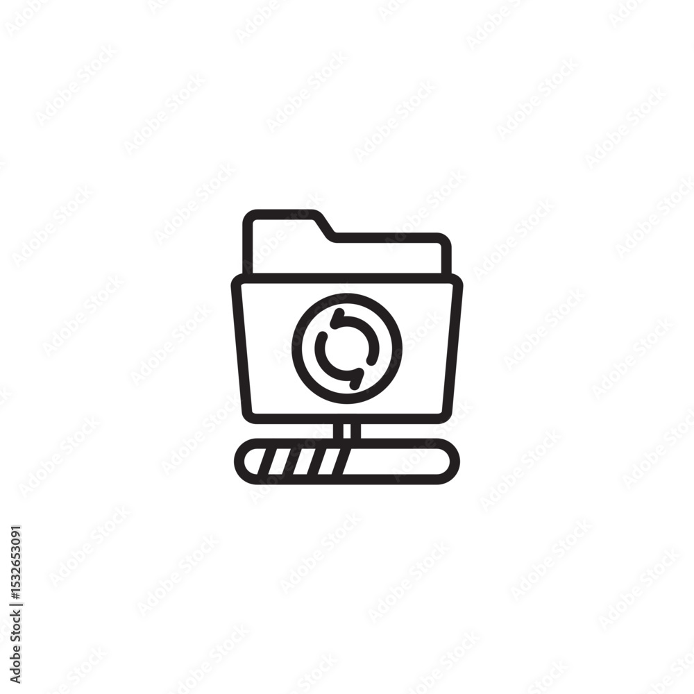 An icon symbolizing file or folder synchronization, featuring a folder with a circular arrow, representing data backup or continuous updates. An icon symbolizing file or folder synchronization, featuring a folder with a circular arrow, representing data backup or continuous updates.
