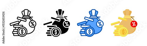 Interest rate icon set bundle. Multi style icon collection perfect for websites, apps, and presentations. Simple vector icon collection