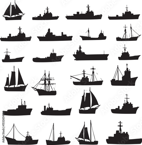 Vintage Sailing Ship Silhouettes – Black & White Nautical Vector Set

Old and Modern Ship Illustrations – Maritime Silhouette Collection

Historic Sailboat and Cargo Ship Silhouettes – Nautical Vector