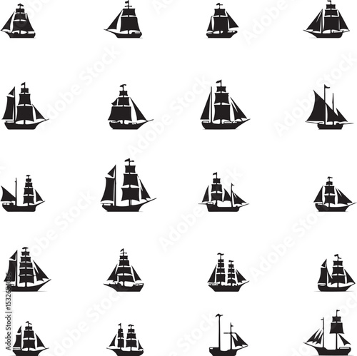 Vintage Sailing Ship Silhouettes – Black & White Nautical Vector Set

Old and Modern Ship Illustrations – Maritime Silhouette Collection

Historic Sailboat and Cargo Ship Silhouettes – Nautical Vector