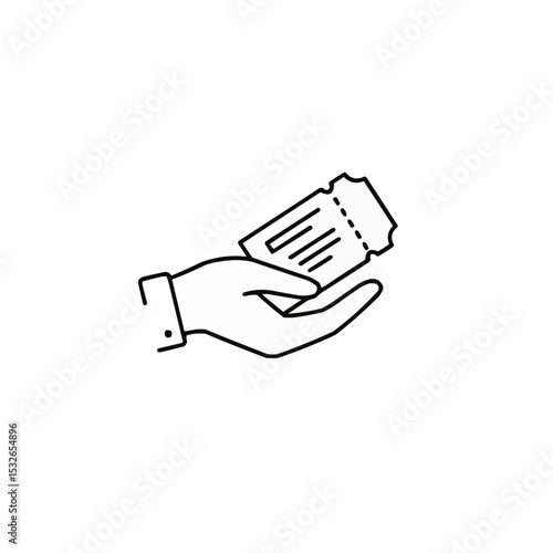 Hand holding ticket in minimalist style on white background - Concept of Business, motivation, time management  