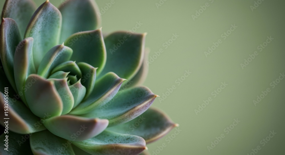 Fototapeta premium Close-up of a succulent plant. Lush green, patterned leaves radiate outward from a central point