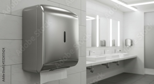 Wallpaper Mural Modern stainless steel hand dryer in a restroom Torontodigital.ca