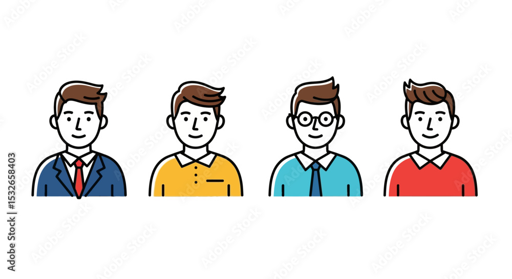 Diverse Male Avatar Icons Business, Casual & Professional Styles Diverse Male Avatar Icons Business, Casual & Professional Styles