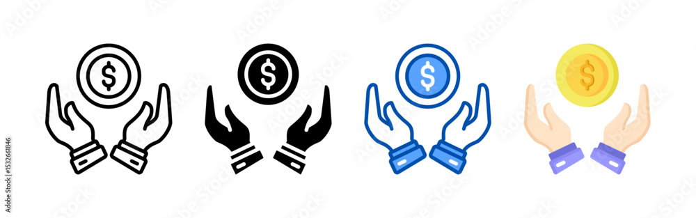 Fototapeta premium Save money icon set bundle. Multi style icon collection perfect for websites, apps, and presentations. Simple vector icon collection