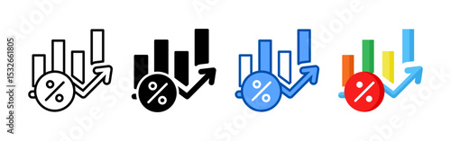Increase icon set bundle. Multi style icon collection perfect for websites, apps, and presentations. Simple vector icon collection