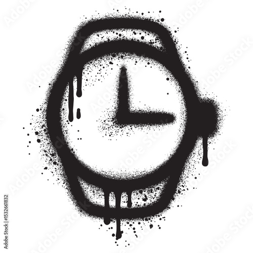 watch graffiti with black spray paint. vector illustration.