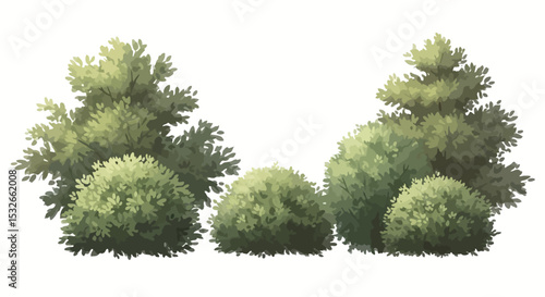 Lush Green Bushes and Shrubs Illustration Perfect for Landscaping Designs