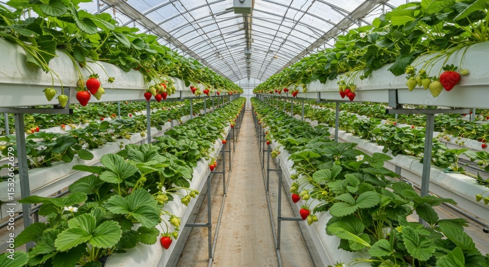 Obraz premium Strawberry greenhouse rows (1)
