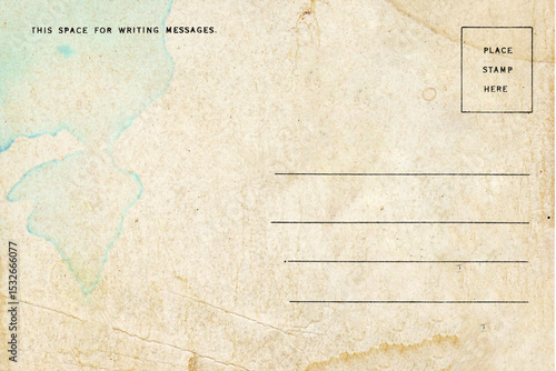 Backside of postcard with dirty stain