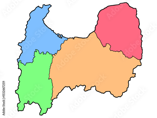 少しゆるい富山県地図 地域色分け 北陸地方 西日本