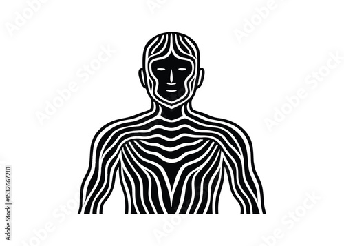 Silhouette of ambiguous figure isolated on a white background