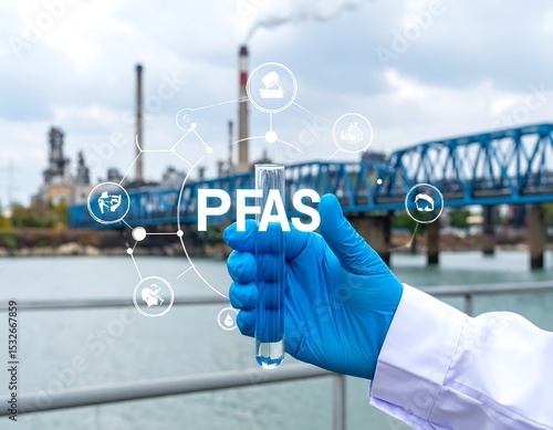 Scientist holding test tube with PFAS