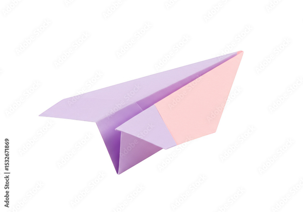 Naklejka premium Paper airplane in pastel colors isolated on transparent background