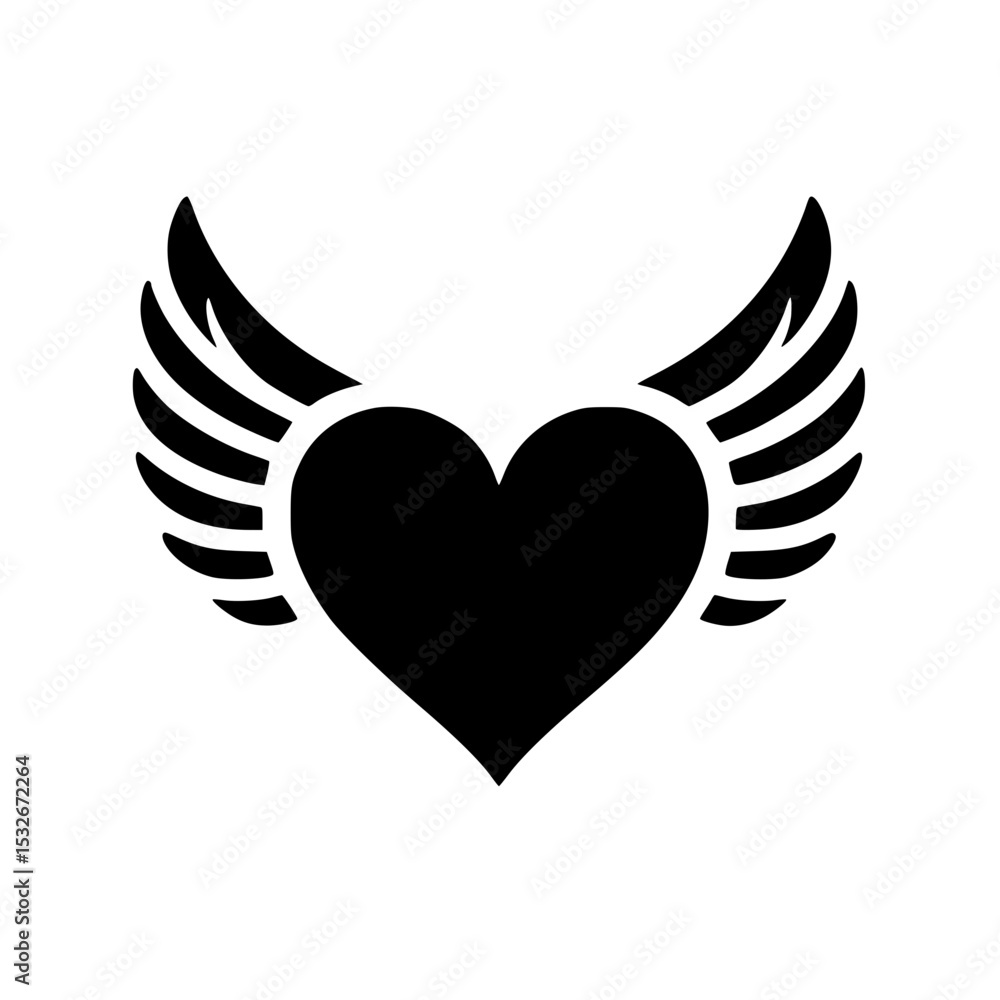 Fototapeta premium Heart with Wings SVG