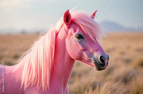 Pink pony on the background