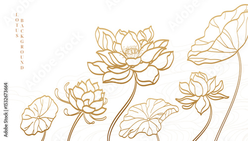 Hand drawn luxury blooming lotus background illustration