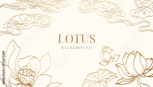 Luxury blooming lotus and clouds background illustration