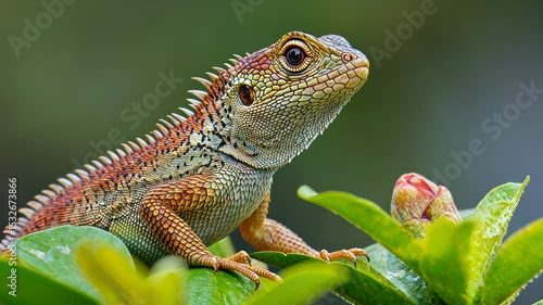 Wallpaper Mural Lizard on Tree Leaf Torontodigital.ca