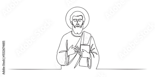 Saint apostle icon illustration in a minimalist line art style on a white background