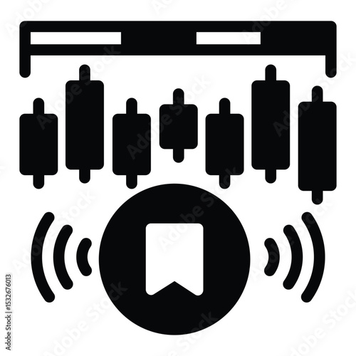 Network data with marker solid icon, neural dataset concept. Vector graphics. Pump and dump token with mark sign on white background, style mobile or design.