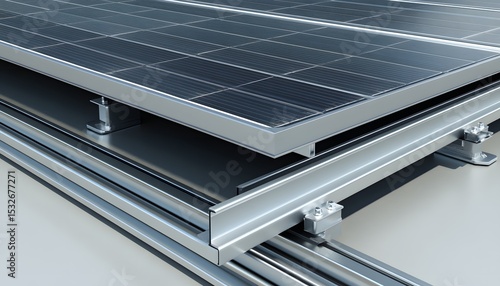 Close-up view of solar panel mounting system.