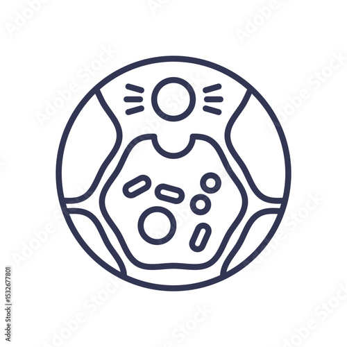 Line icon of a ligand binding to a cellular receptor. This visualizes a specific molecular interaction, a key process in cell signaling and pharmacology.