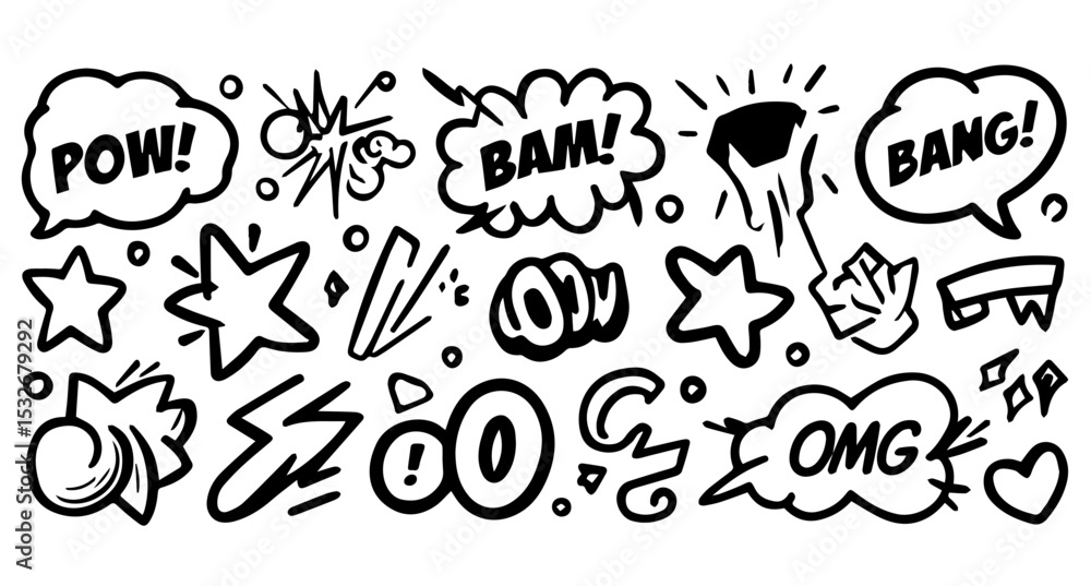 Obraz premium boom set of hand drawn icons for your design