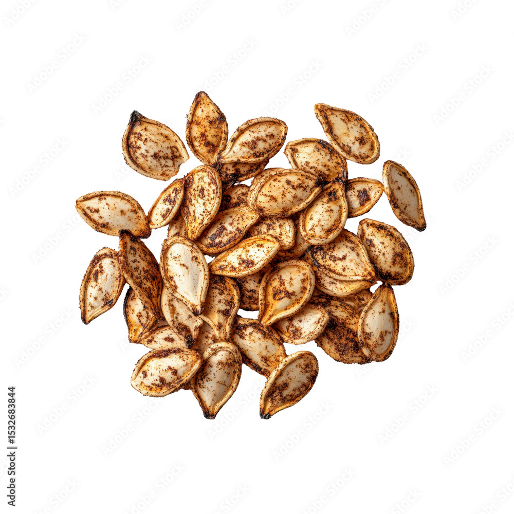 Obraz premium Roasted Pumpkin Seeds with Spices, Overhead View