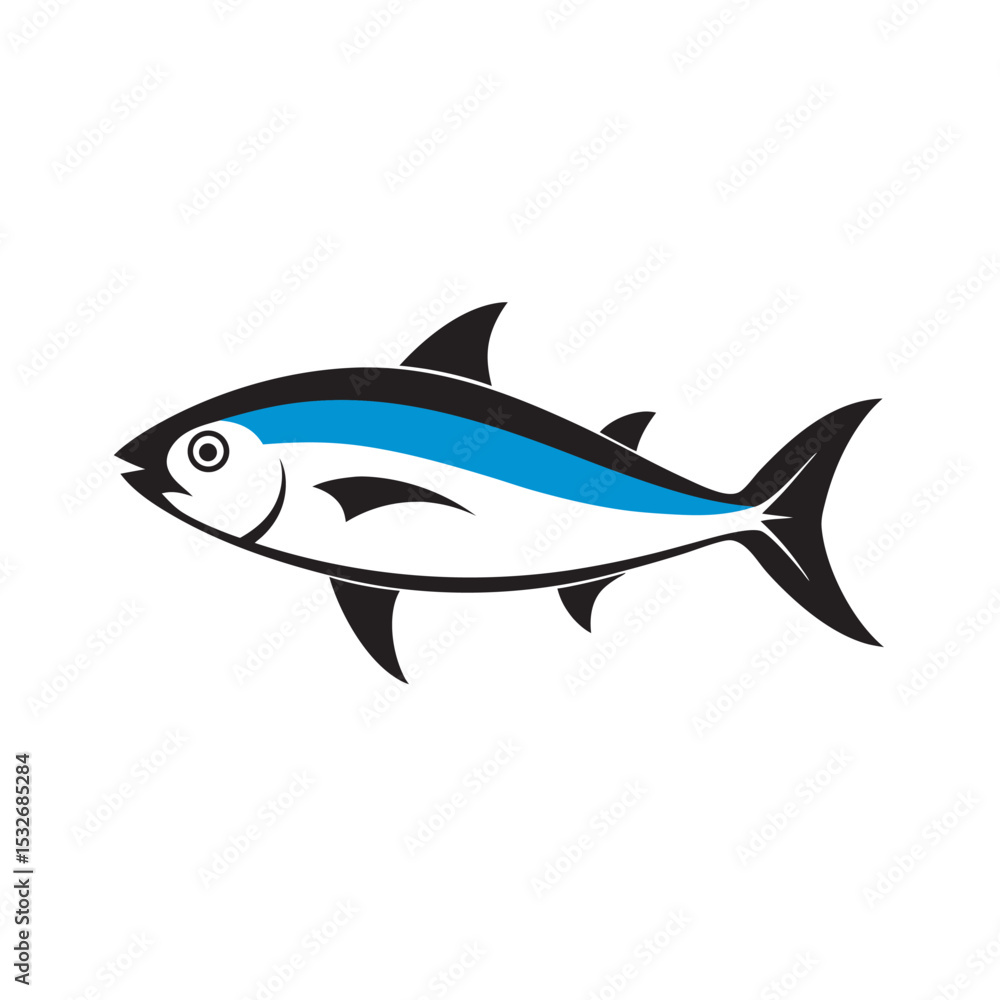 Obraz premium Mackerel Fish With Vector Outline Illustration