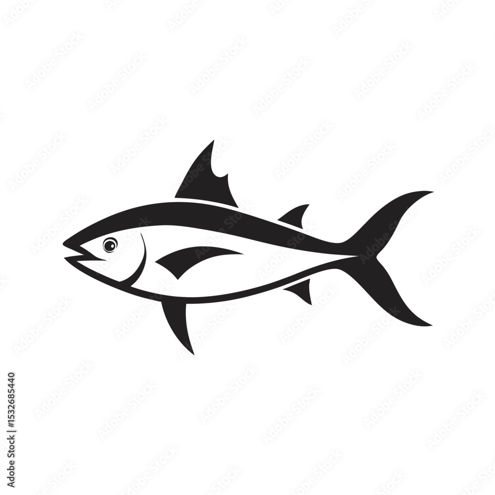 Fototapeta premium Kingfish With Vector Outline Rendering