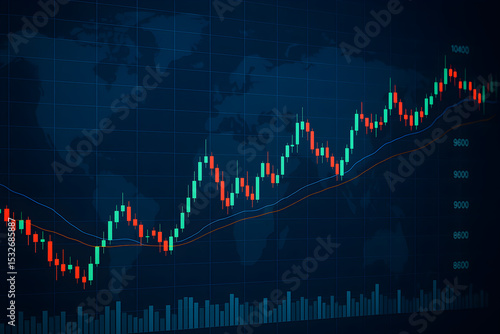 Financial stock market graph chart reflecting economic trends.