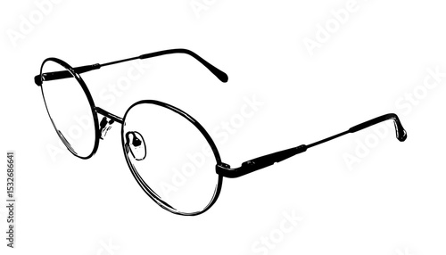 Modern glasses icon. Vector illustration of stylish eyeglasses with black frame and clear lenses. Perfect for fashion, optics, web, and app design. EPS