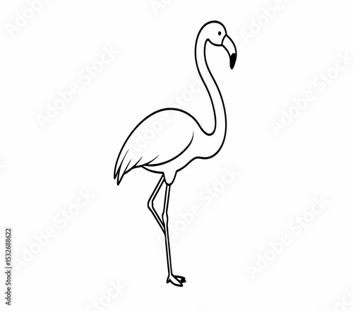 A vector of a flamingo outline Art & Illustration