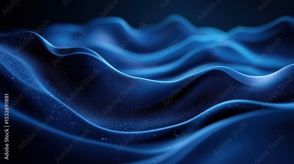 Obraz premium Abstract blue wavy pattern with starry texture in dim light