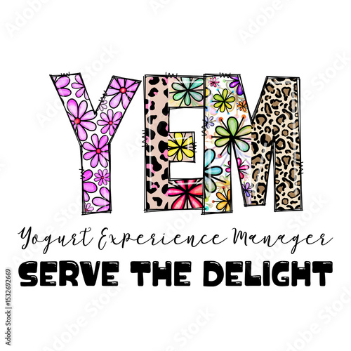 Yogurt Experience Manager Design with Flowers and Leopard Print