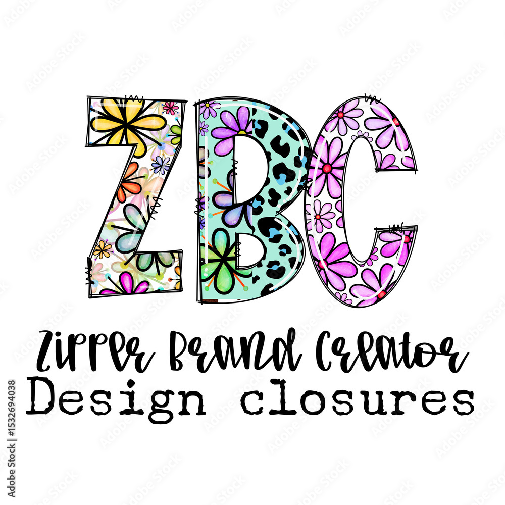 Fototapeta premium ZBC Brand Custom Design closures with floral and leopard print patterns