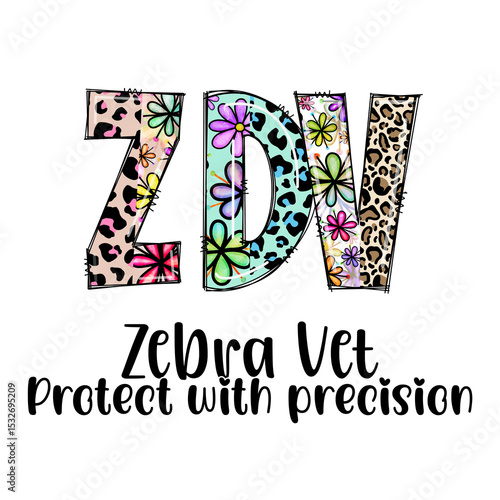 Zebra Vet Protect with Precision Design with Flowers and Leopard Print