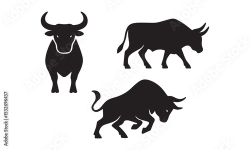 bull set isolated on white background.