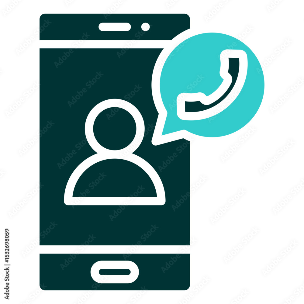 Video Call Support - Glyph Dual Tone Silhouette icon - Smartphone with user and phone bubble, indicating video or voice support via mobile Video Call Support - Glyph Dual Tone Silhouette icon - Smartphone with user and phone bubble, indicating video or voice support via mobile