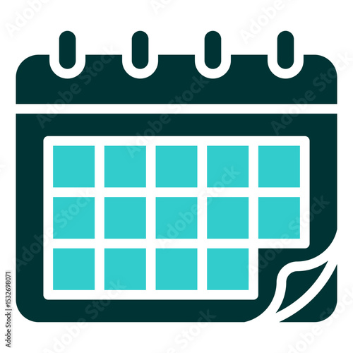 Appointment Booking - Glyph Dual Tone Silhouette icon - Calendar with page corner turned, representing scheduling, meetings, or customer appointment setup