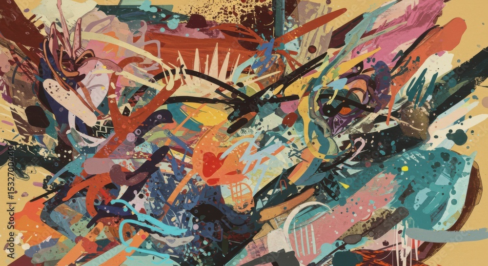 Abstract vibrant paint strokes composition Abstract vibrant paint strokes composition