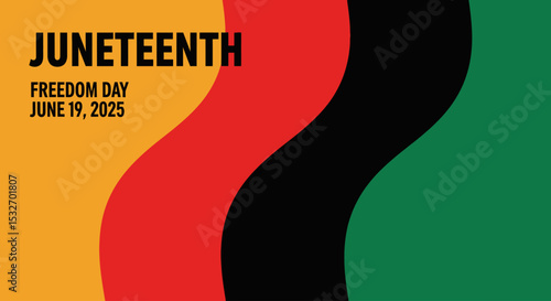 Juneteenth Freedom Day Banner with Pan-African Flag Colors – June 19 Black History Celebration Design