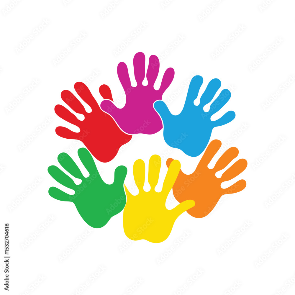 Obraz premium Colorful handprints vector illustration(B)