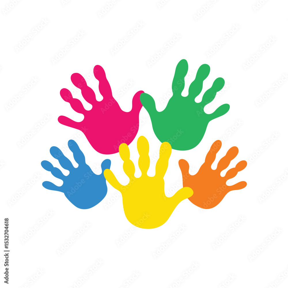 Obraz premium Colorful handprints vector illustration(C)