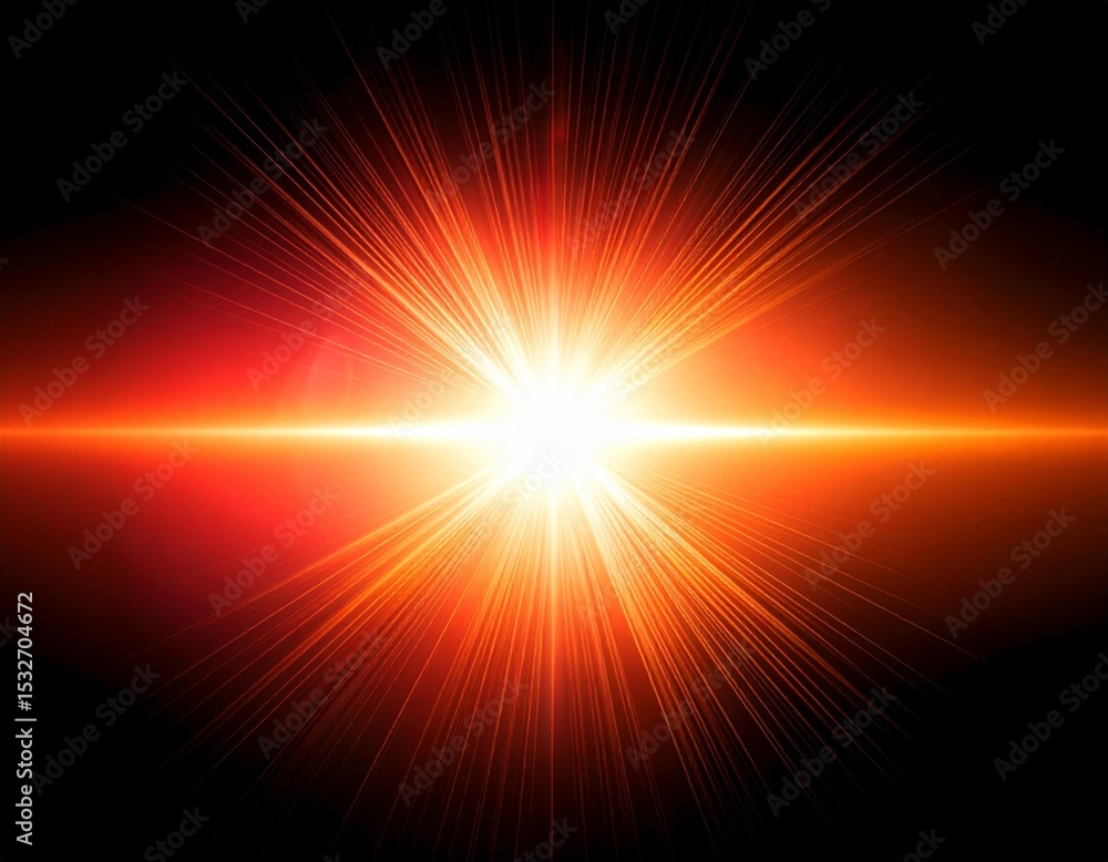 Bright Red And Orange Light Burst On Black Background Bright Red And Orange Light Burst On Black Background
