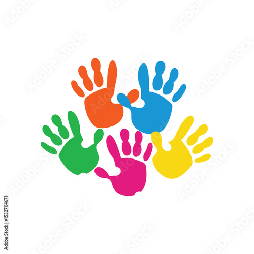 Colorful Holi handprints vector art illustration(A)