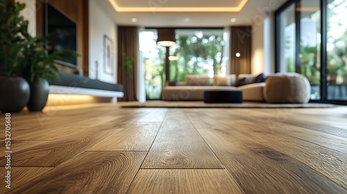 Modern living room hardwood floor.