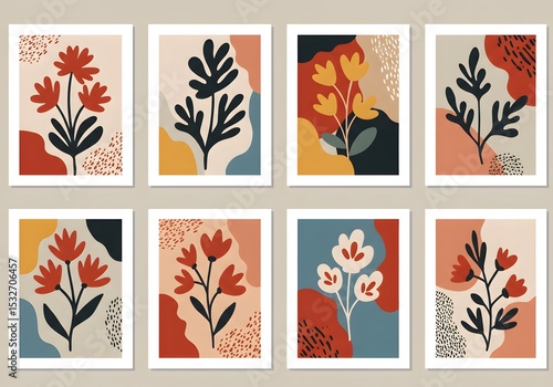 set of vector floral elements