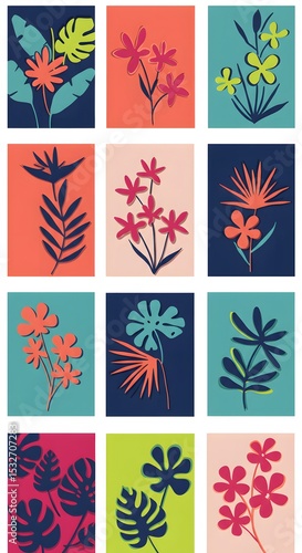 set of abstract flowers